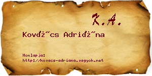 Kovács Adriána névjegykártya